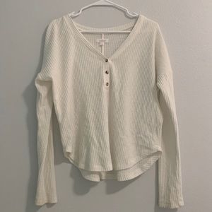 Size small, white longs leave sweater from target with the brand called colsie.